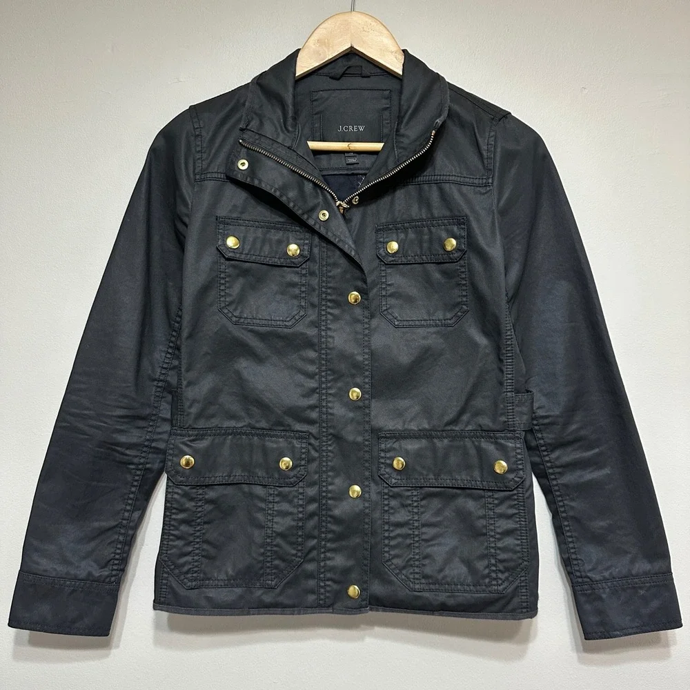 J.Crew Womens Downtown‎ Field Jacket Size XS Coated Cotton City Trench Travel